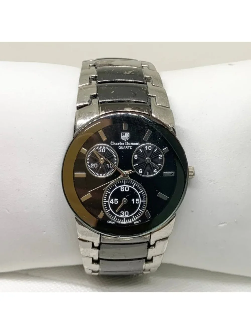 Charles dumont men watch 38mm quartz analog two tone up to 7.5” running